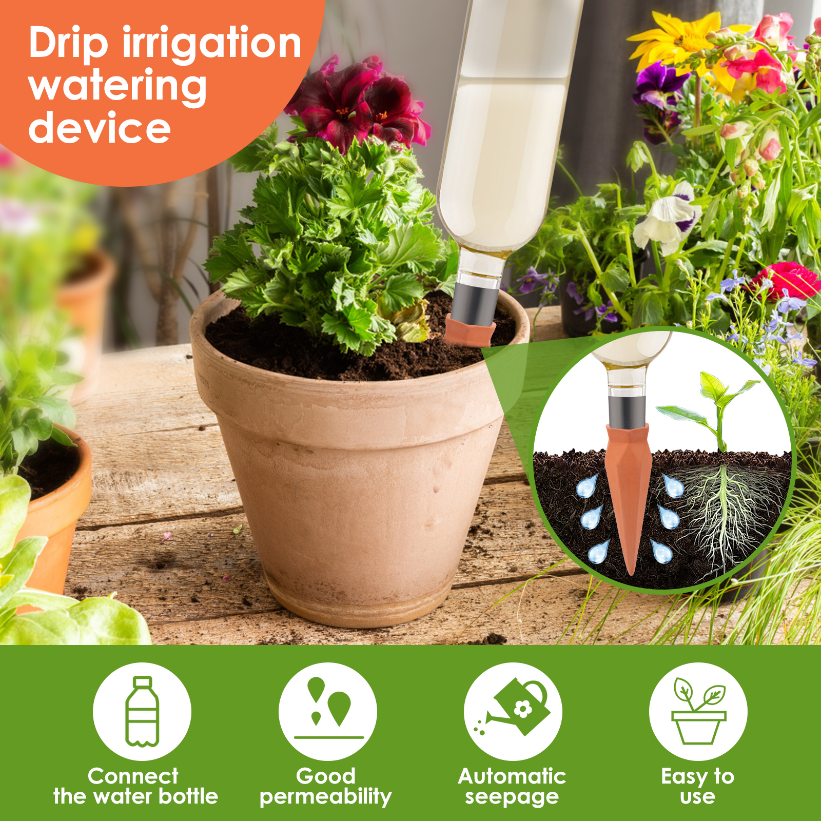 8Pcs Self Watering Stakes Red  - Self Watering Insert review and price