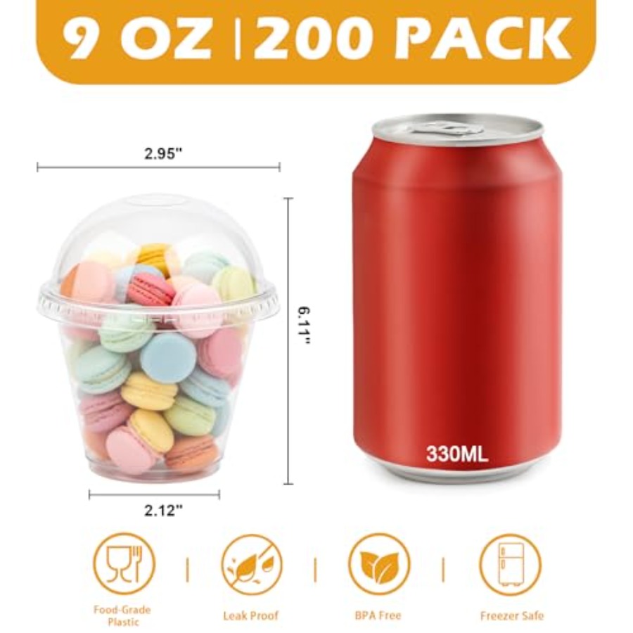 200 Pack 9 oz Clear Plastic Cu - Plastic Dome Clear review and price