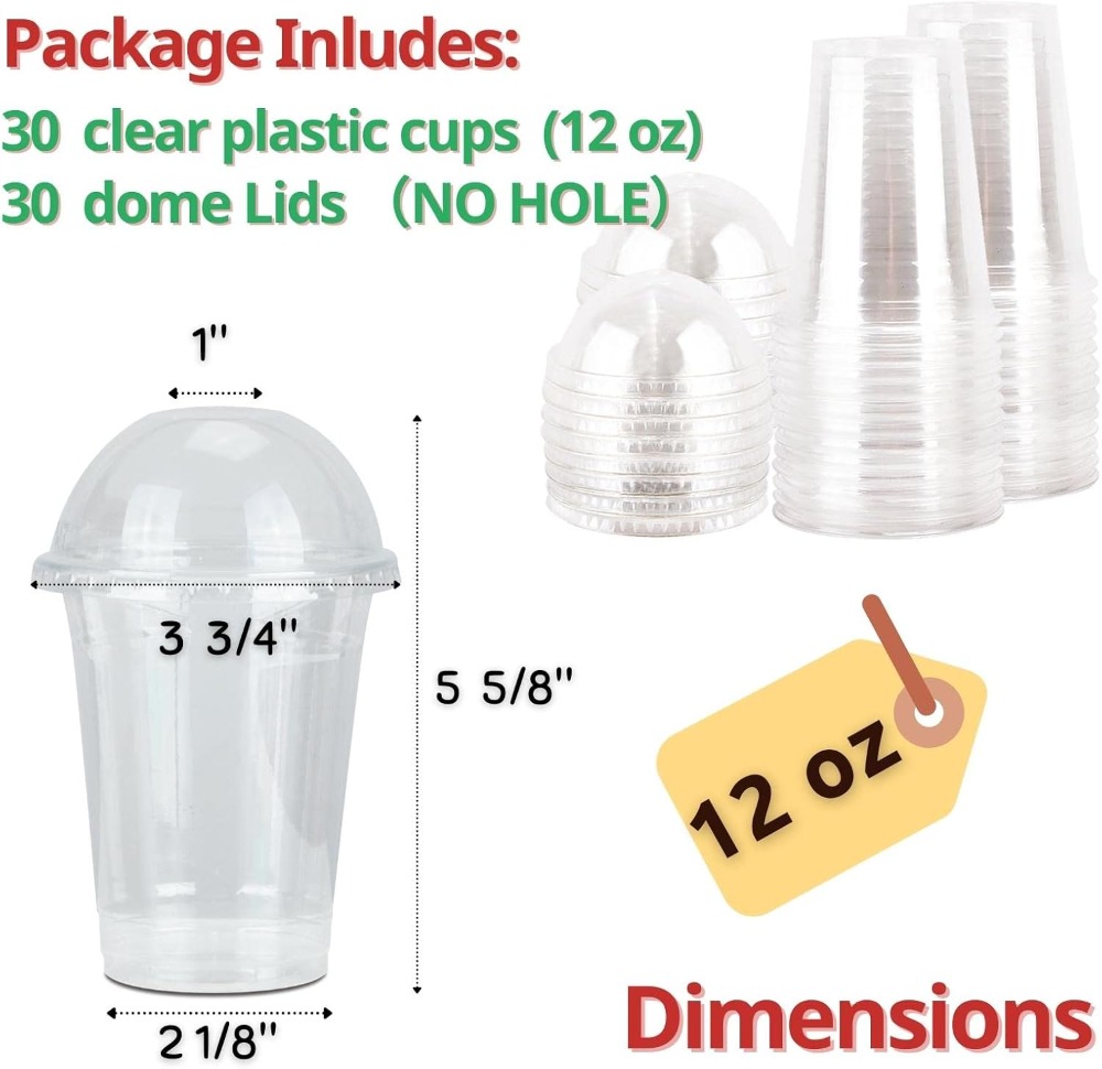 30 Sets 12 oz Clear Plastic Cu - Plastic Dome Clear review and price