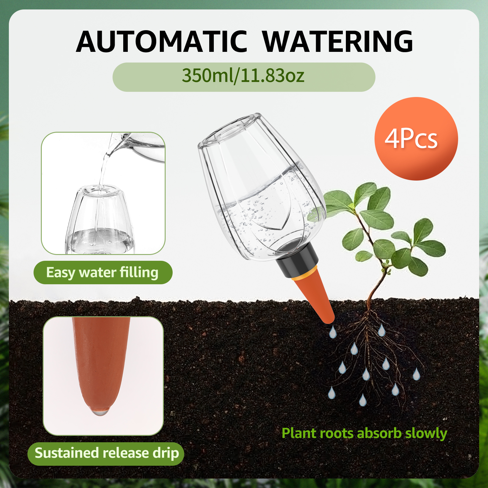 4Pcs Plant Watering Globe Clea - Self Watering Insert review and price