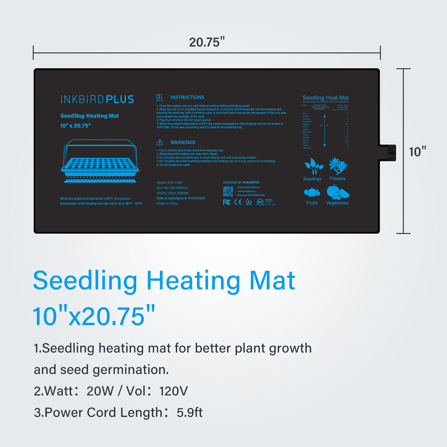 20.75x10CM EU/US/UK/AU Plug Se - Heat Mat Seedling review and price